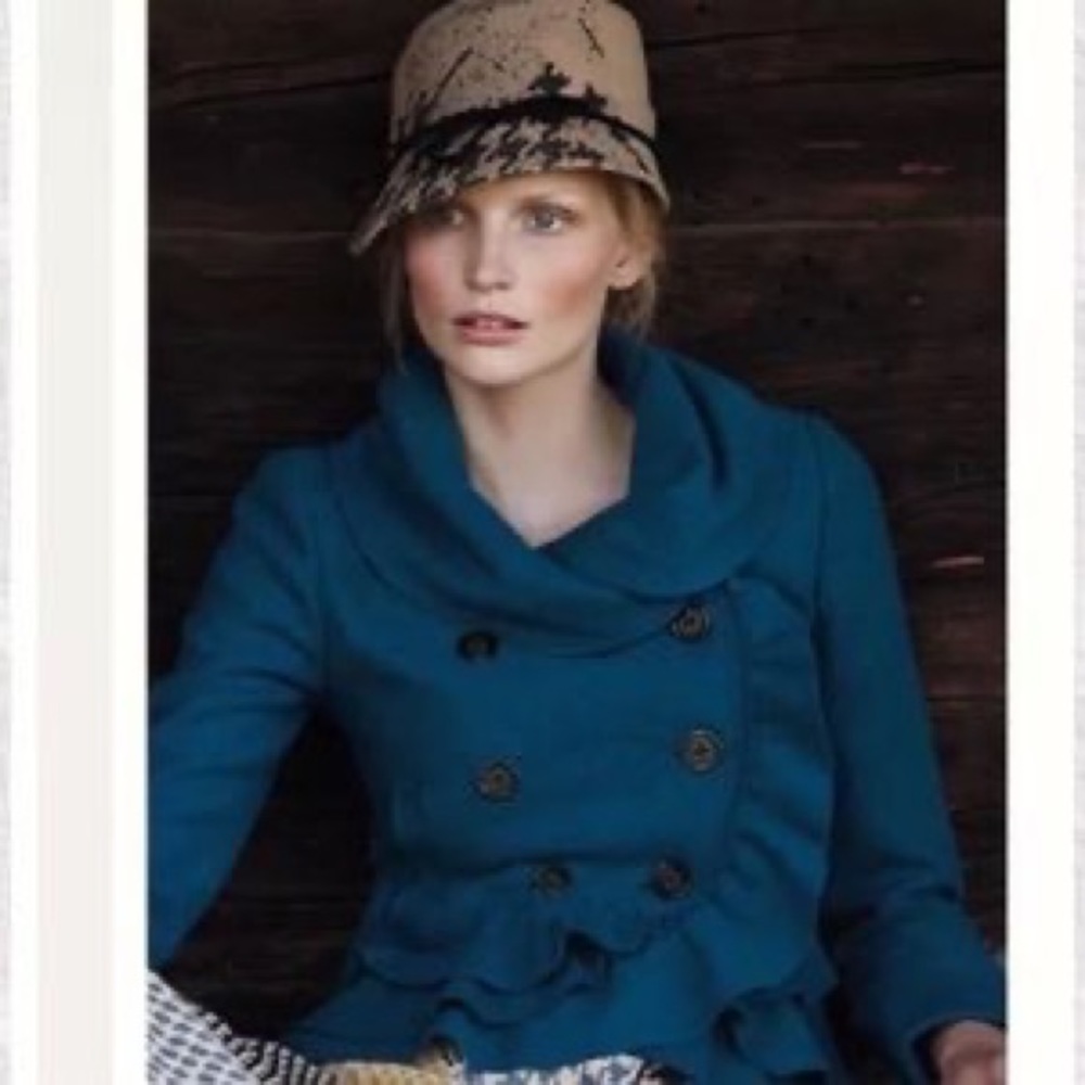 Anthropologie Elevenses Frilled Echelons Pea Coat